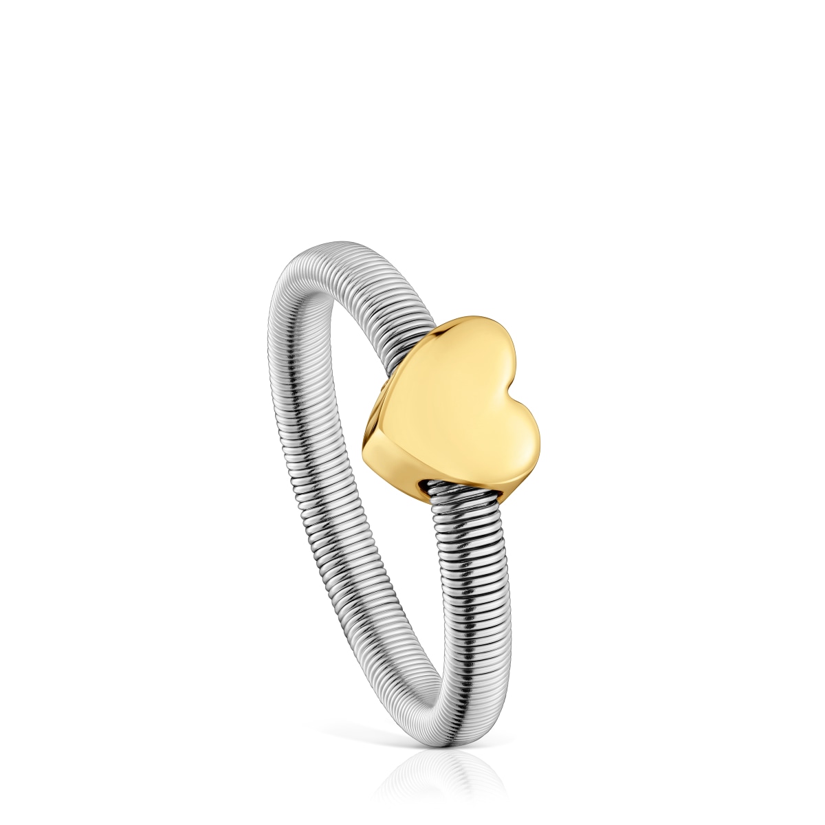 Tous - Anillo Corazón Con Baño De Oro 18 Kt Sobre De Plata Y Acero Tous Mesh Tube Talla 18