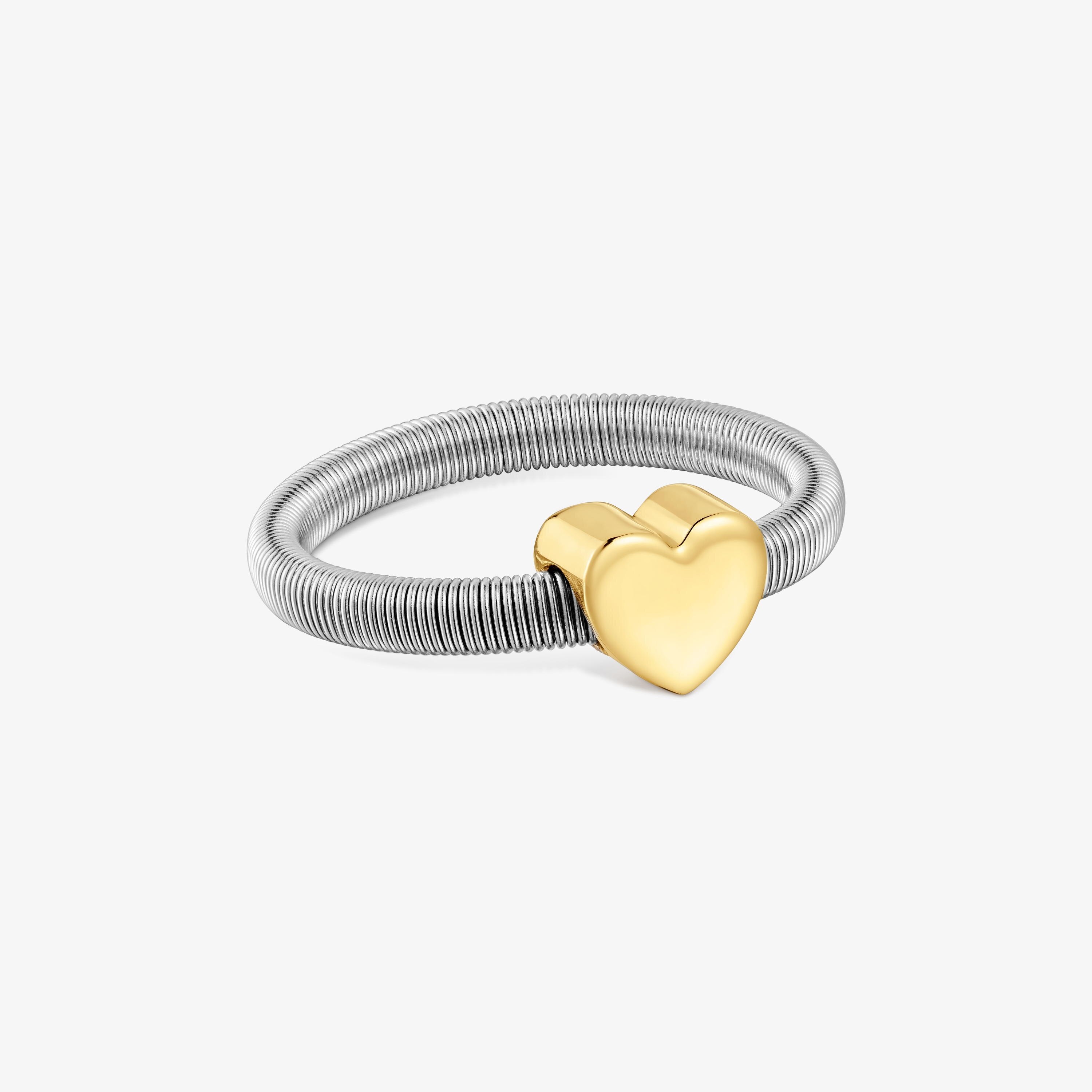 Heart Ring with 18K gold vermeil and steel TOUS Mesh Tube