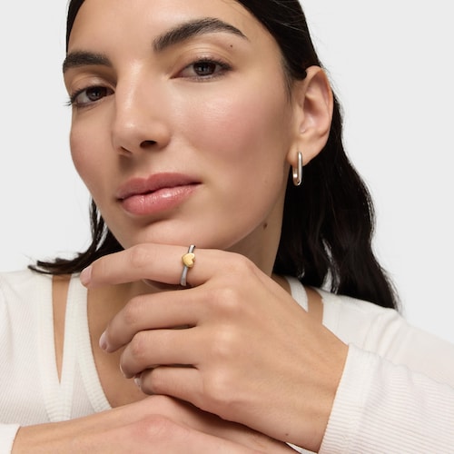 Ring TOUS Mesh Tube aus 18&nbsp;kt vergoldetem Silber und Stahl mit Herzmotiv