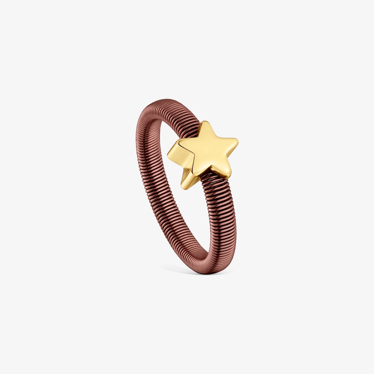 Tous - Anillo Estrella Con Baño De Oro 18 Kt Sobre De Plata Y Acero Marrón Tous Mesh Tube Talla 10