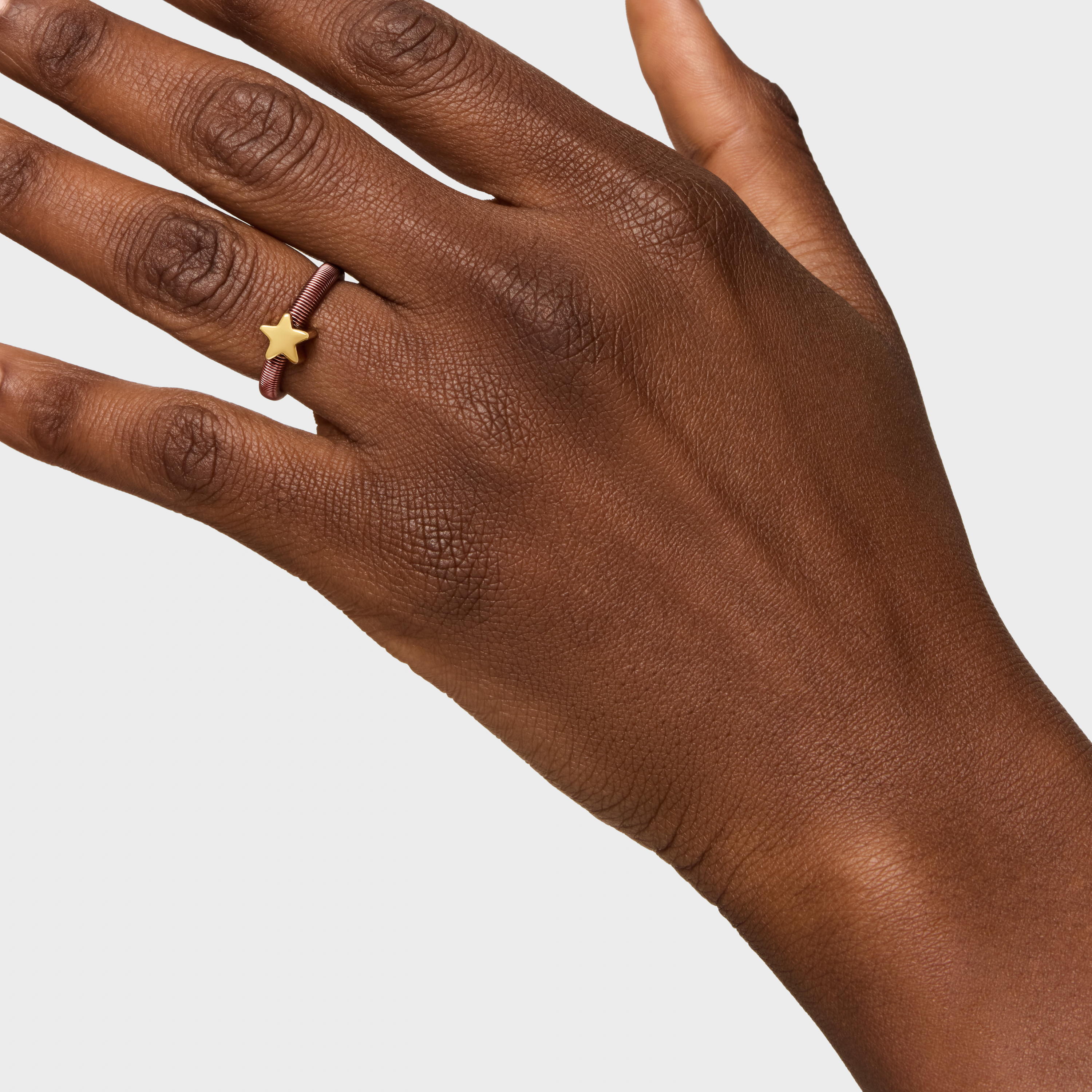 Star Ring with 18K gold vermeil and brown steel TOUS Mesh Tube