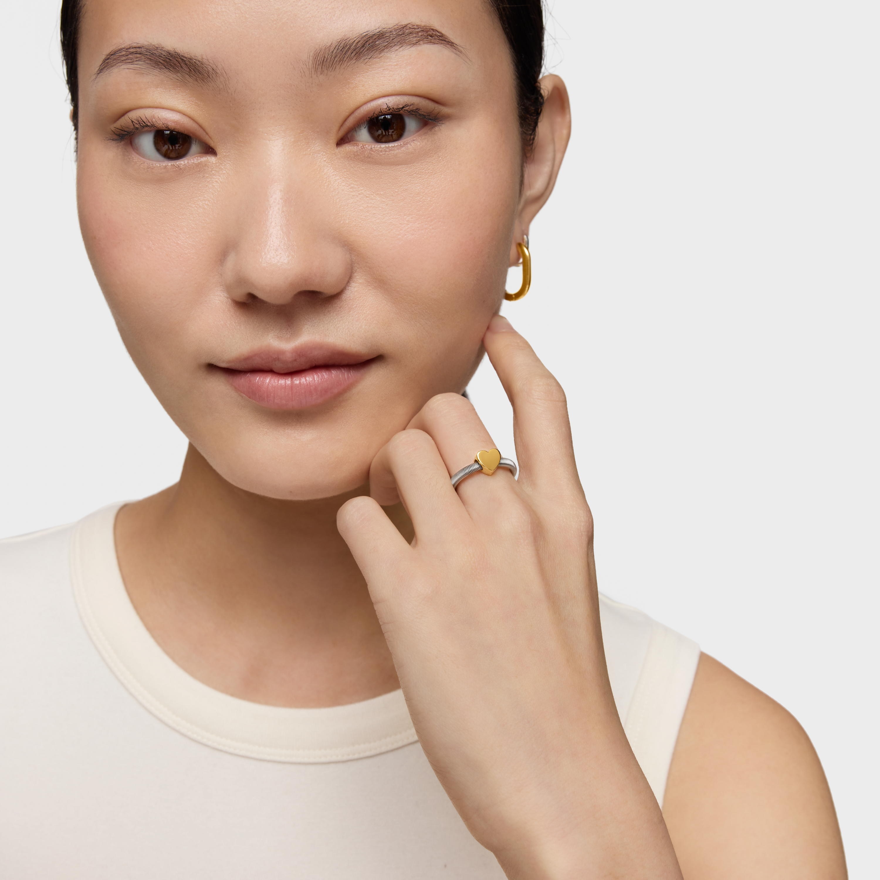 Bear Ring with 18K gold vermeil and steel TOUS Mesh Tube