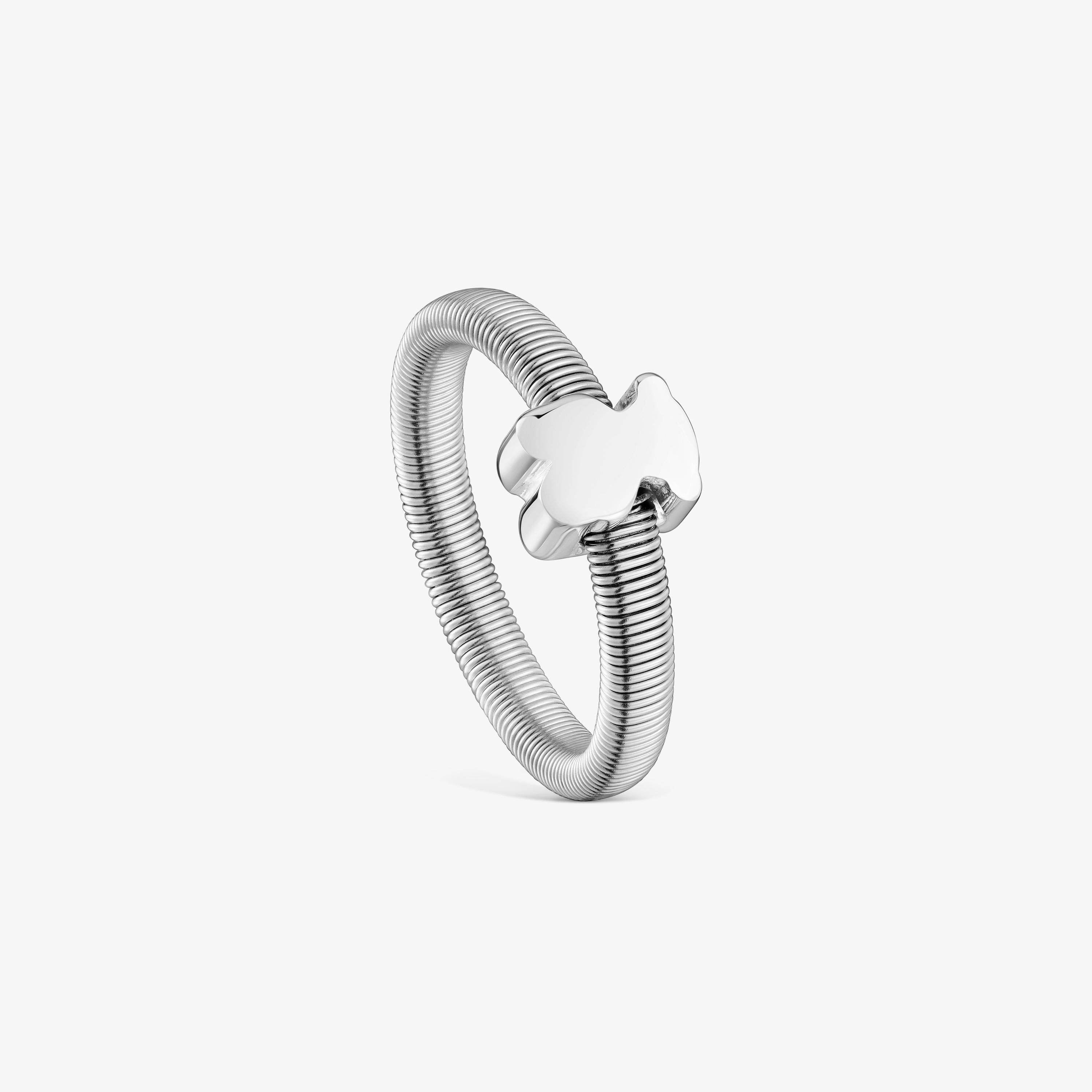 Silver and steel bear Ring TOUS Mesh Tube