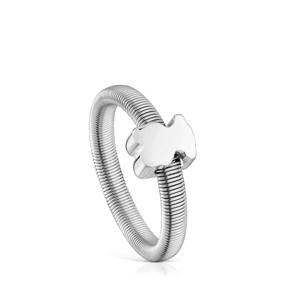 Tous - Anillo Oso De Plata Y Acero Tous Mesh Tube Talla 12
