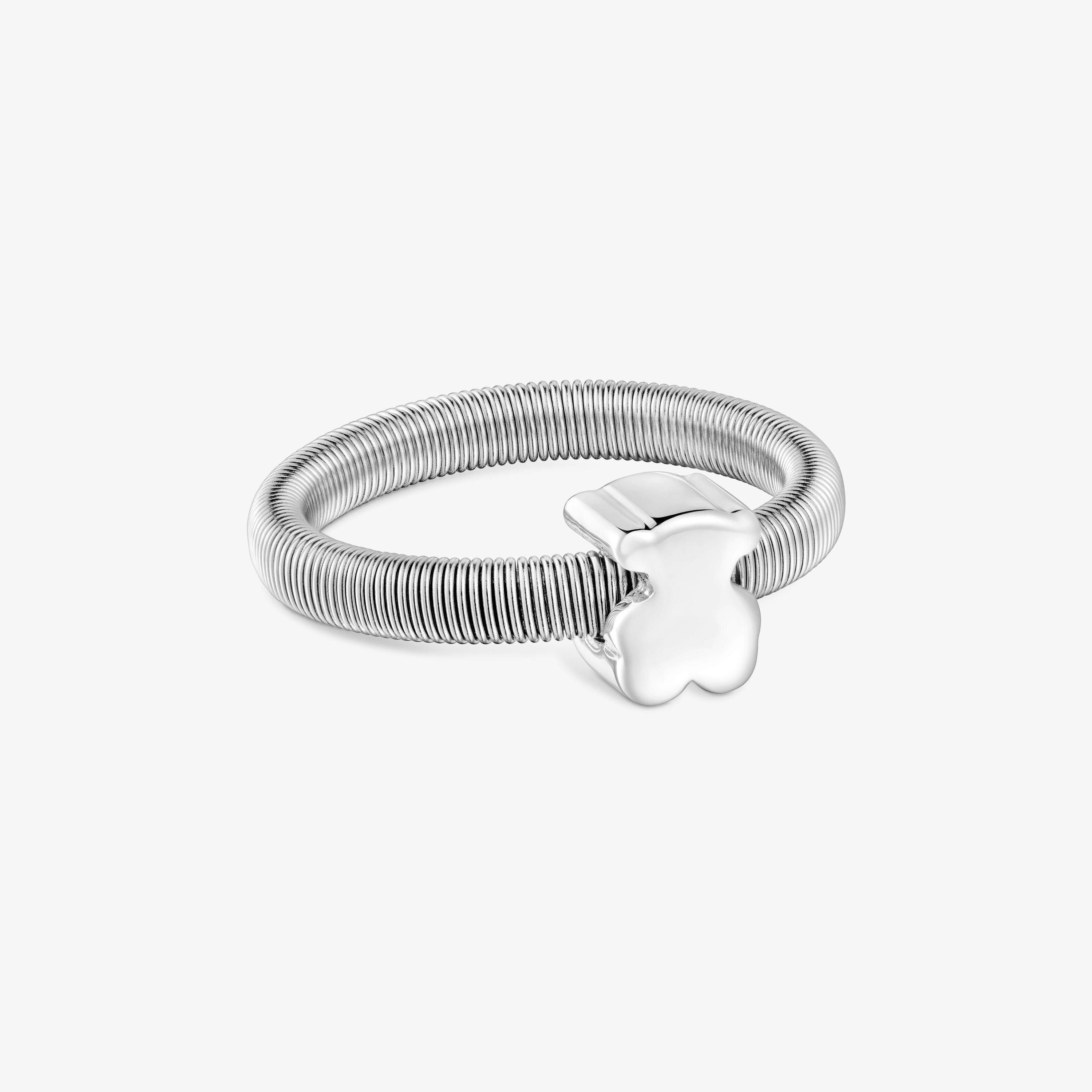 Silver and steel bear Ring TOUS Mesh Tube