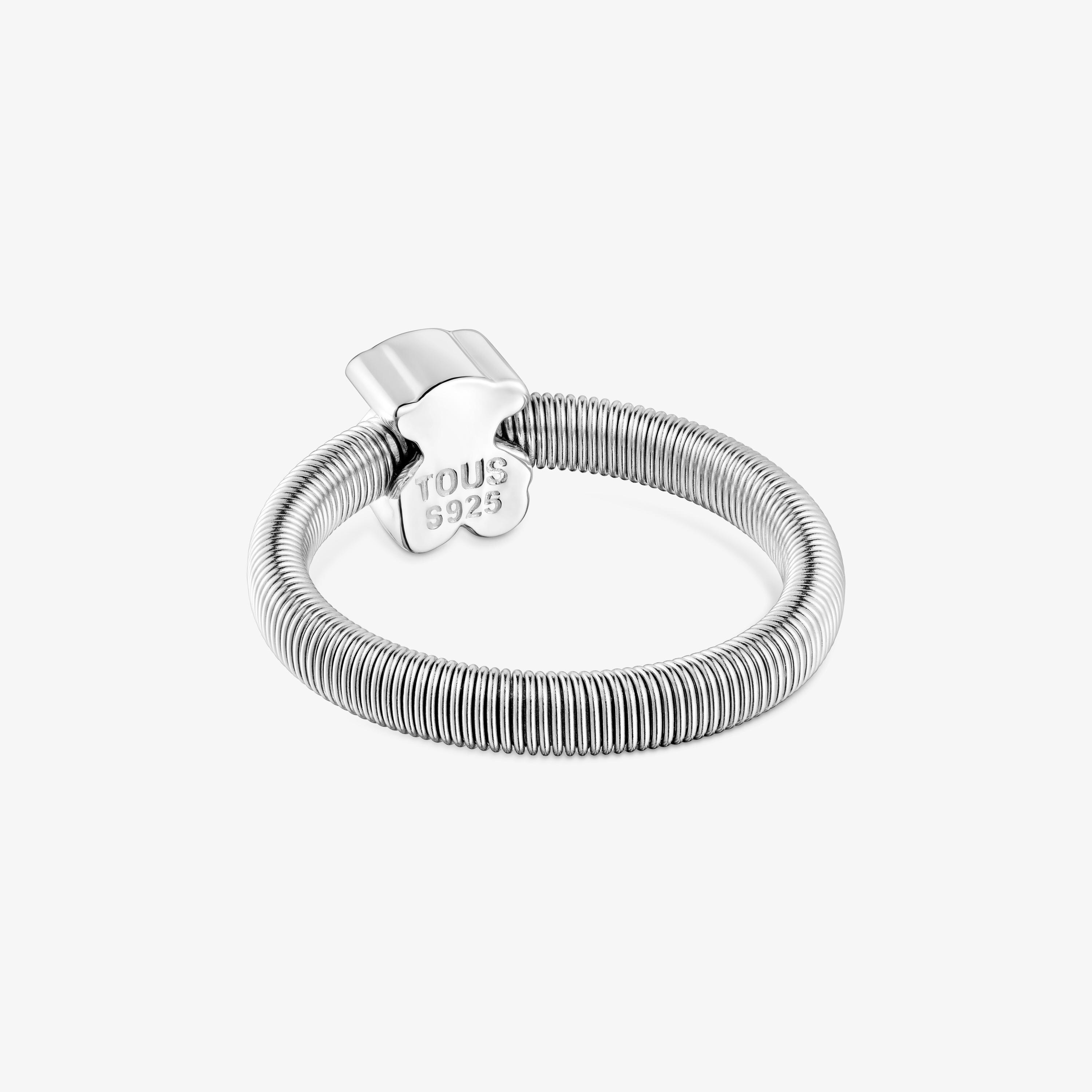Silver and steel bear Ring TOUS Mesh Tube