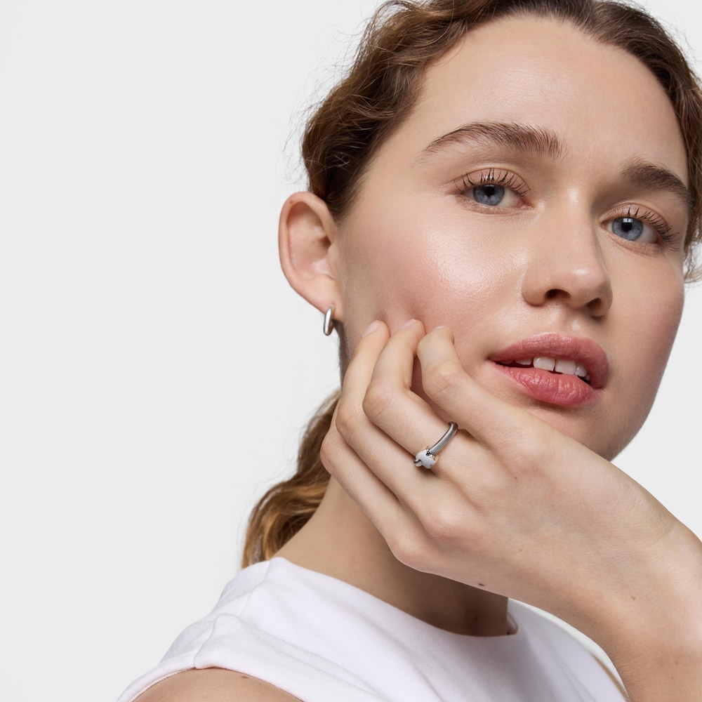 Ring TOUS Mesh Tube aus Silber und Stahl mit B&auml;renmotiv