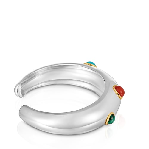 Pulsera esclava bicolor y gemas Warm