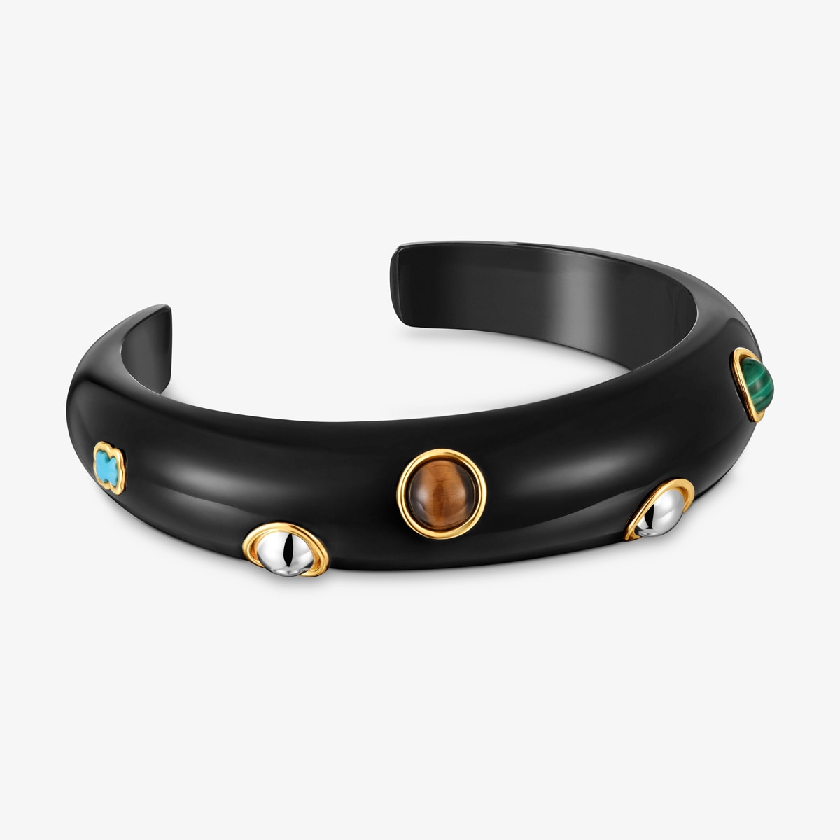 Tous - Pulsera Esclava Bicolor De Resina Negra Y Gemas Warm - Negro