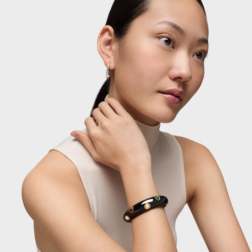 Dvoubarevn&yacute; N&aacute;ramek z&nbsp;čern&eacute; pryskyřice s&nbsp;drah&yacute;mi kameny TOUS Warm