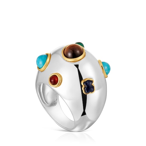 Anillo bicolor y gemas Warm