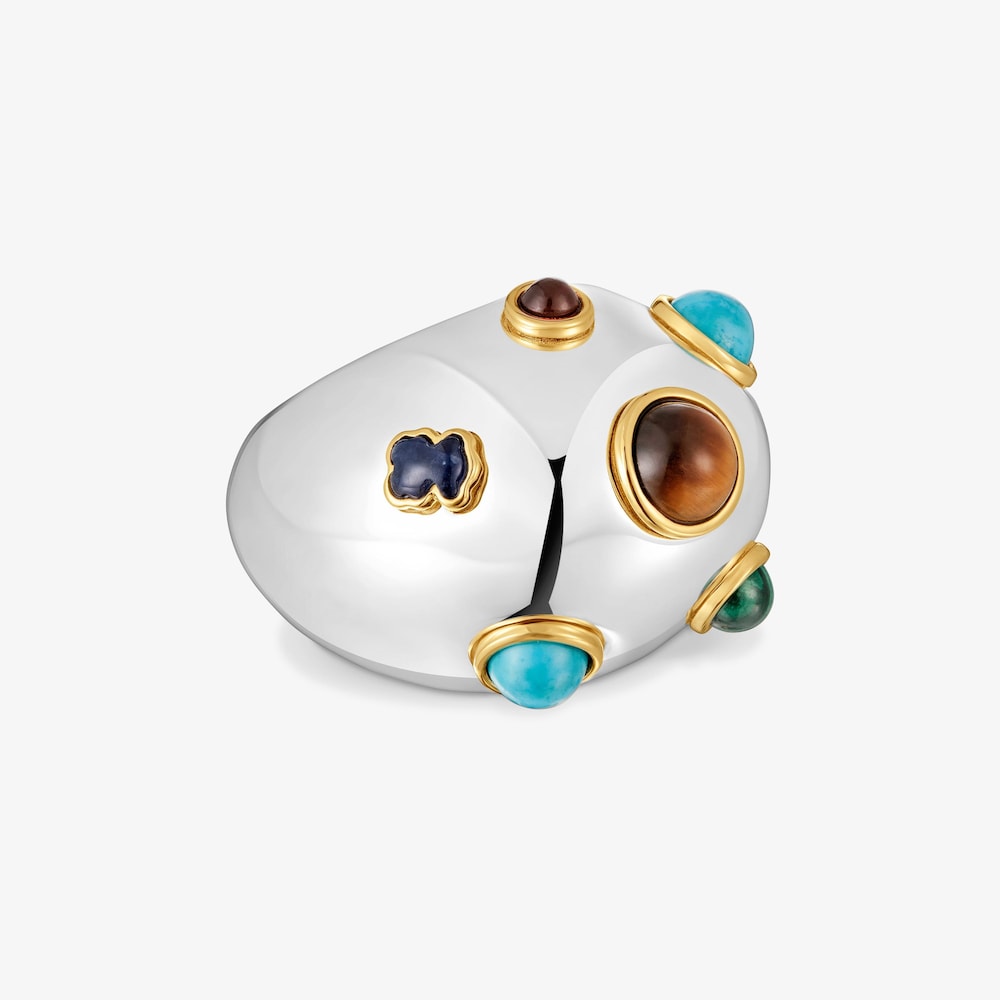 Dwukolorowy Pierścionek z kamieniami szlachetnymi TOUS Warm