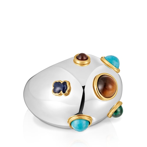 Anillo bicolor y gemas Warm