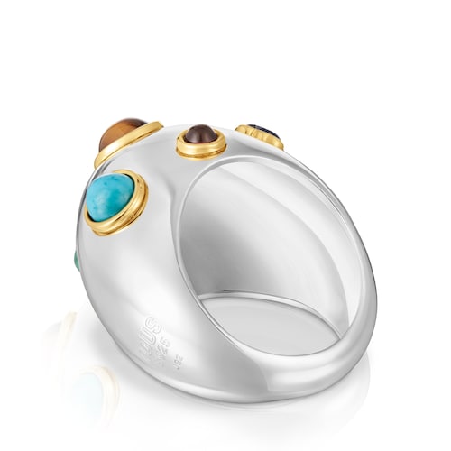 Anillo bicolor y gemas Warm