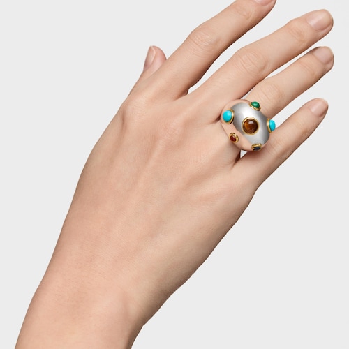 Anell bicolor i gemmes Warm