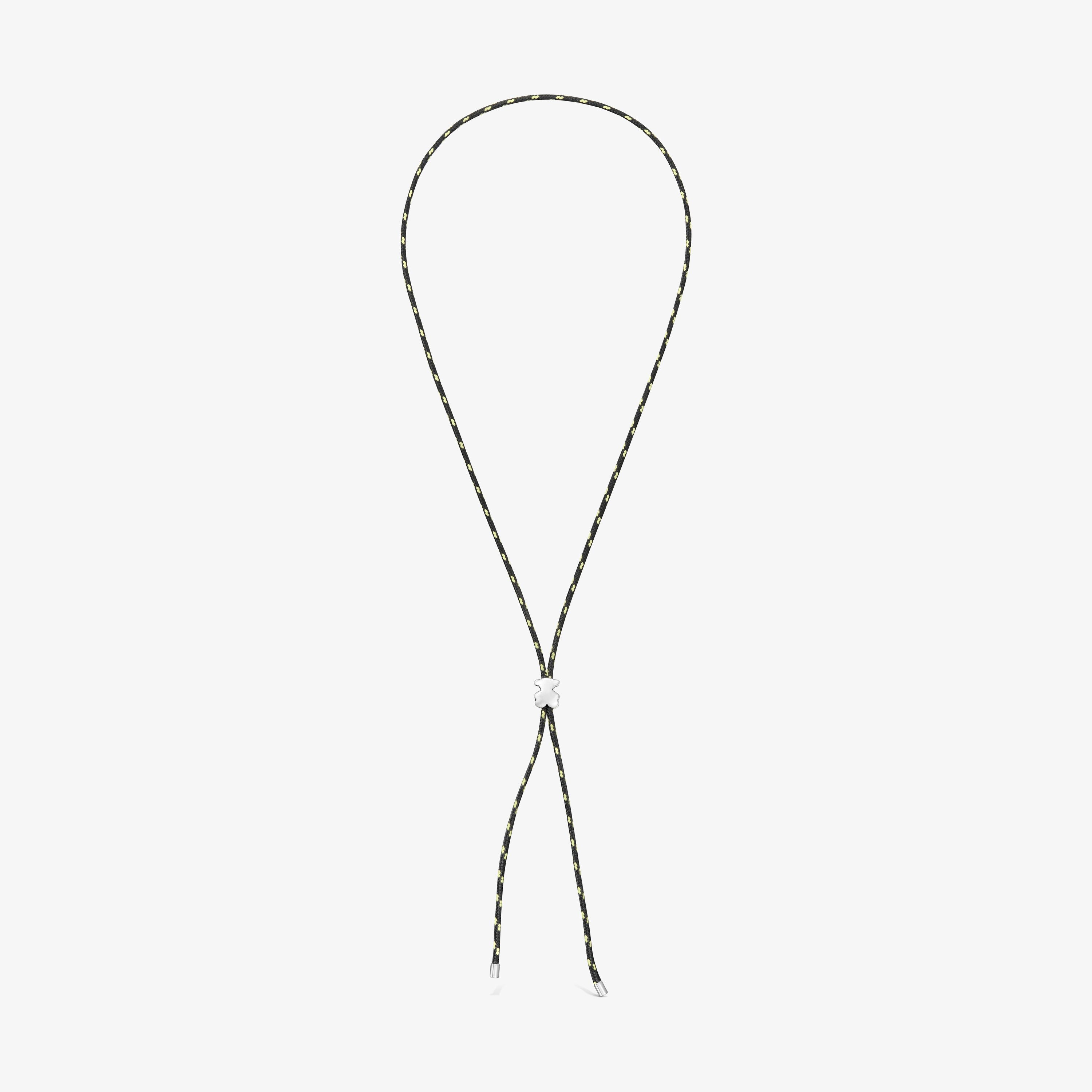 Long silver and black nylon bear Necklace TOUS Bold Motif