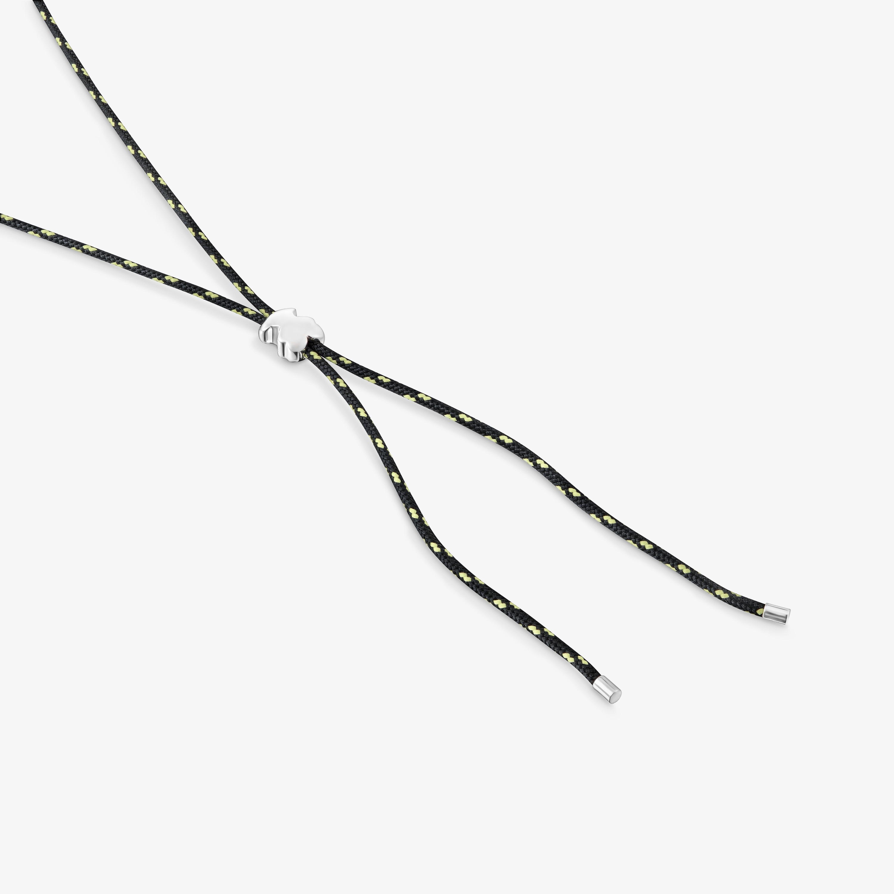 Long silver and black nylon bear Necklace TOUS Bold Motif