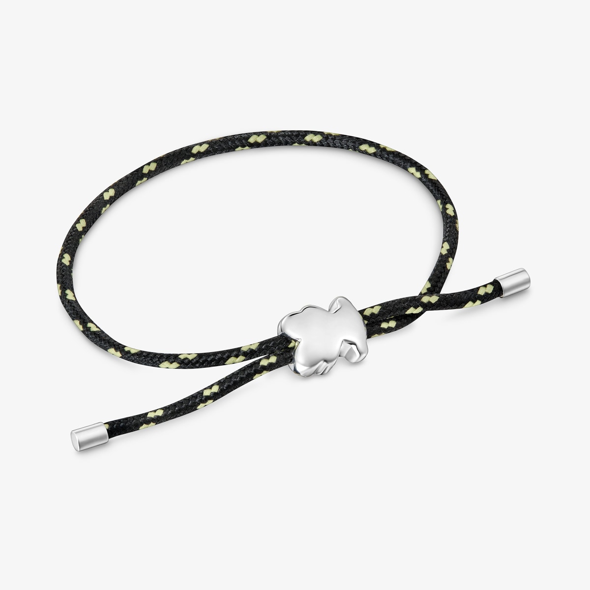 Tous - Pulsera Oso De Plata Y Nylon Negro Bold Motif - Negro