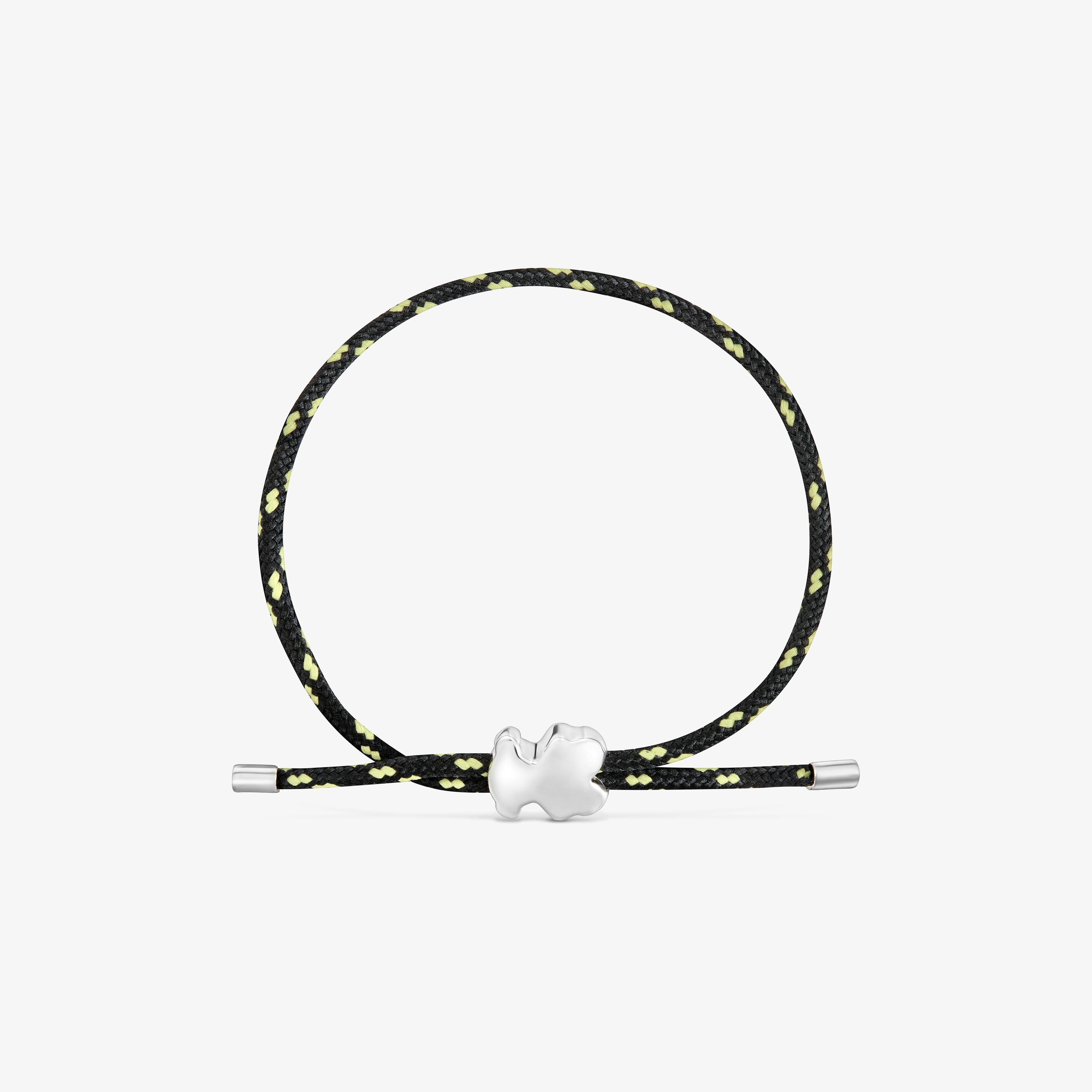 Silver and black nylon bear Bracelet TOUS Bold Motif