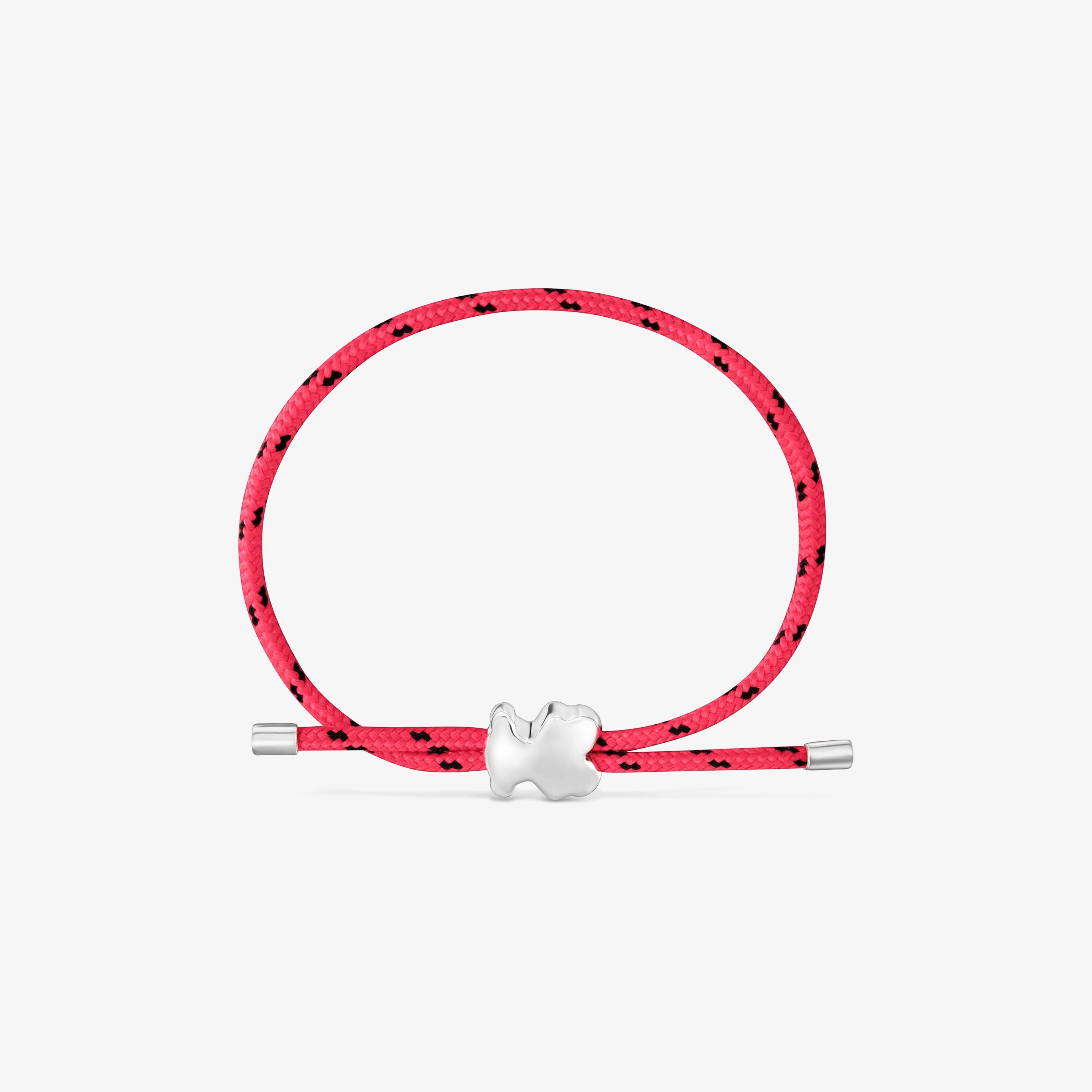 Silver and pink nylon bear Bracelet TOUS Bold Motif