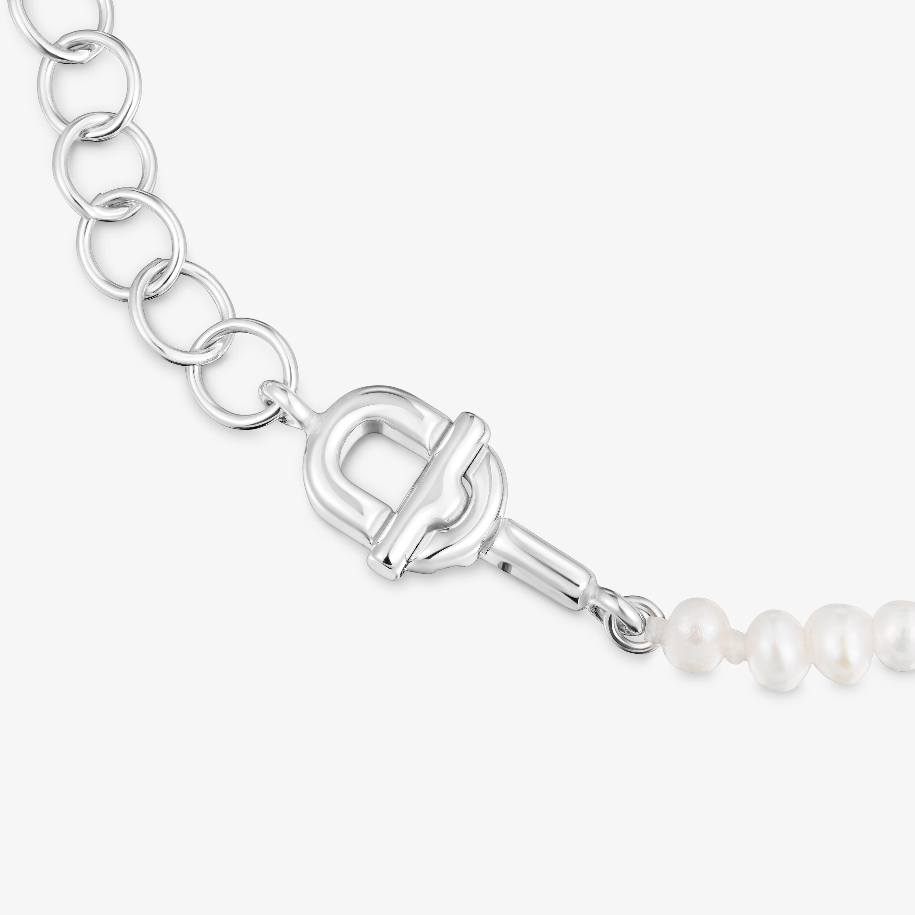 Silver Chain necklace with cultured pearls TOUS MANIFESTO