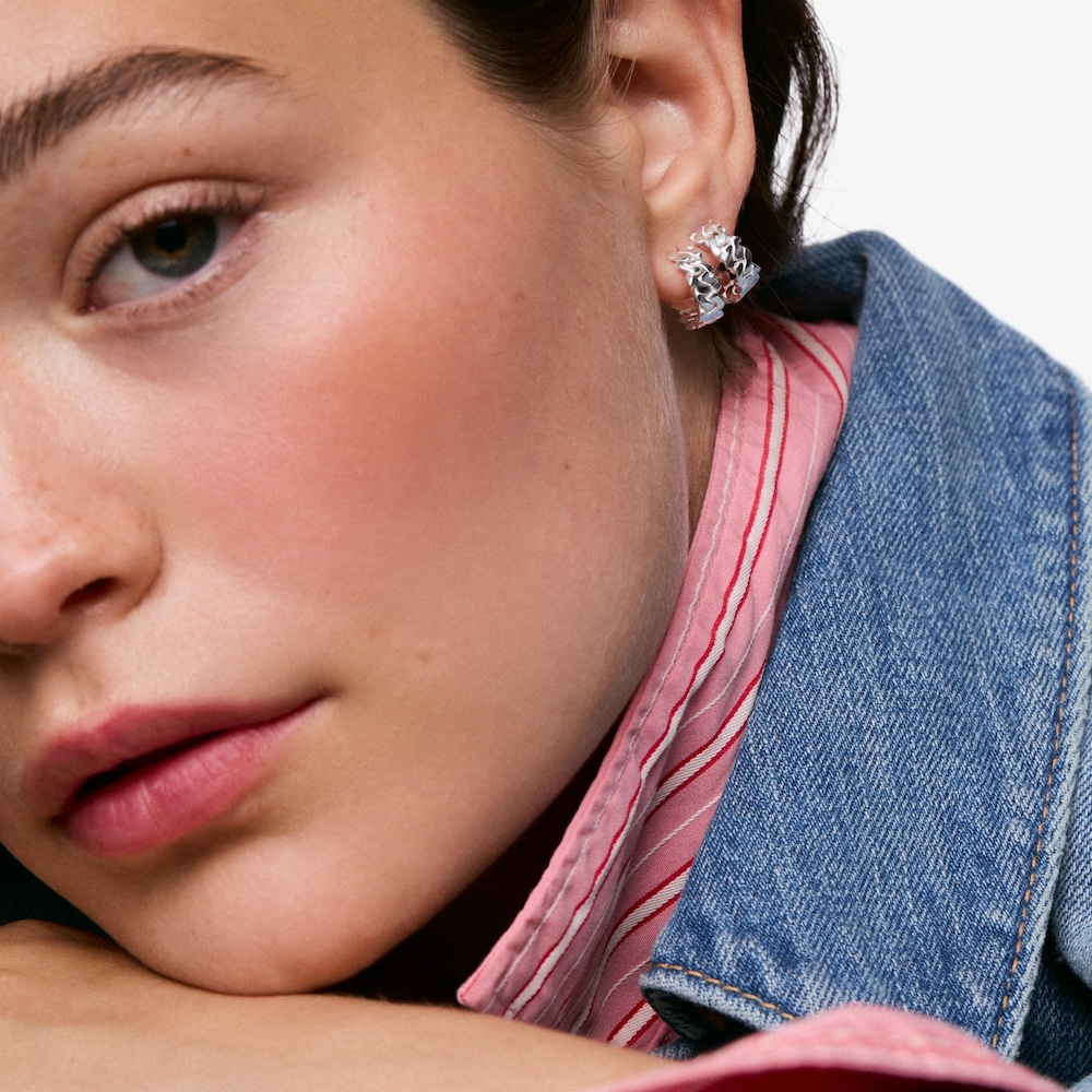 Aretes de aro de plata 27 mm Bear's Chain