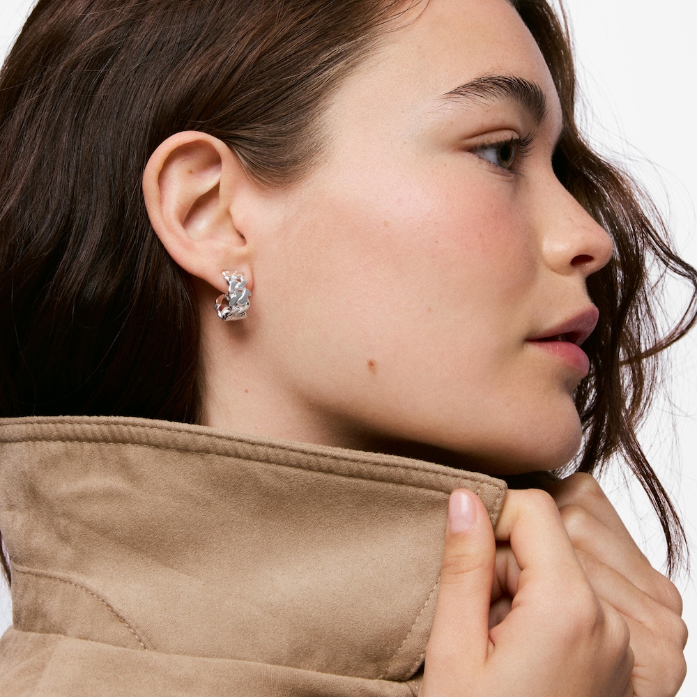 Aretes de aro de plata 17 mm Bear's Chain