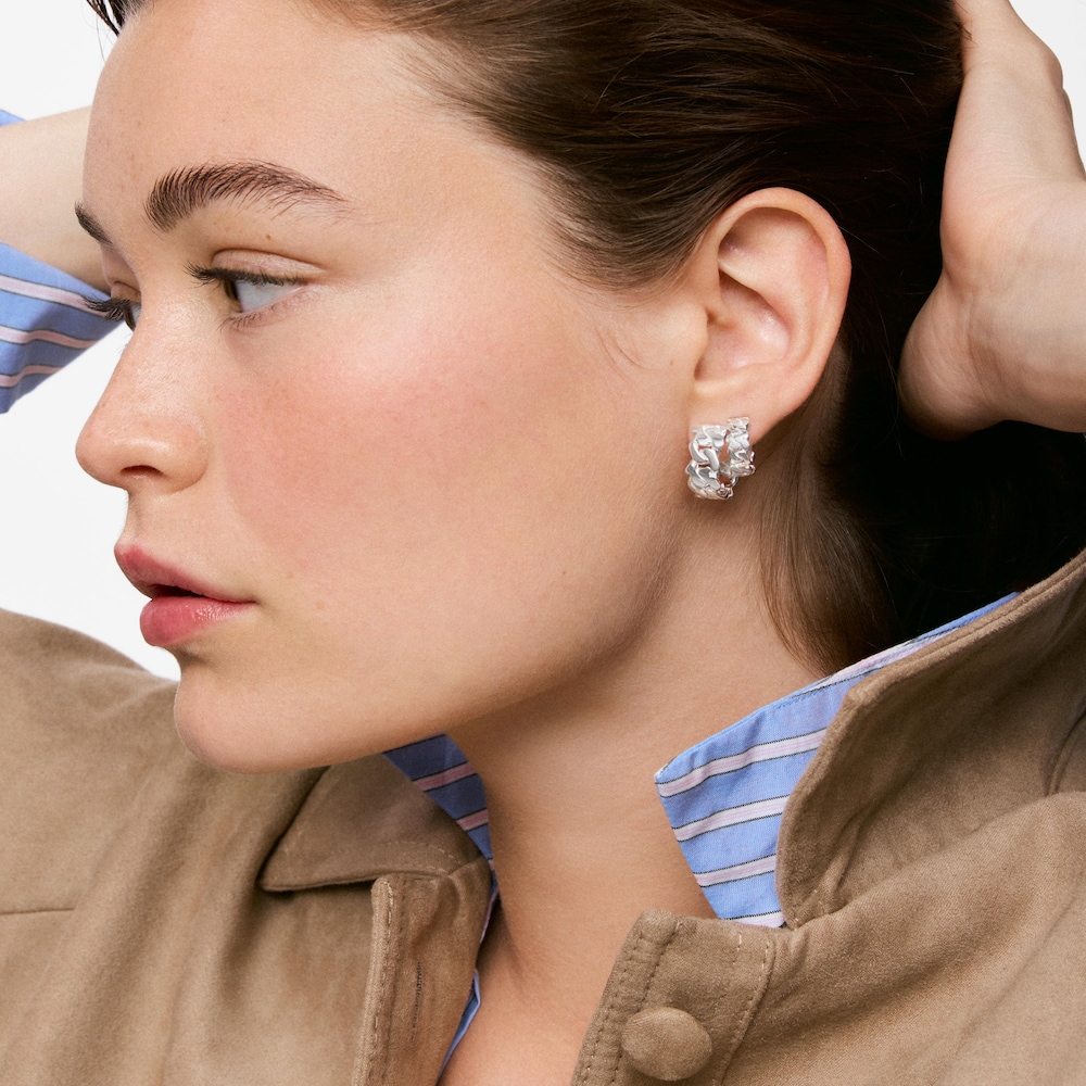 Aretes de aro de plata 17 mm Bear's Chain