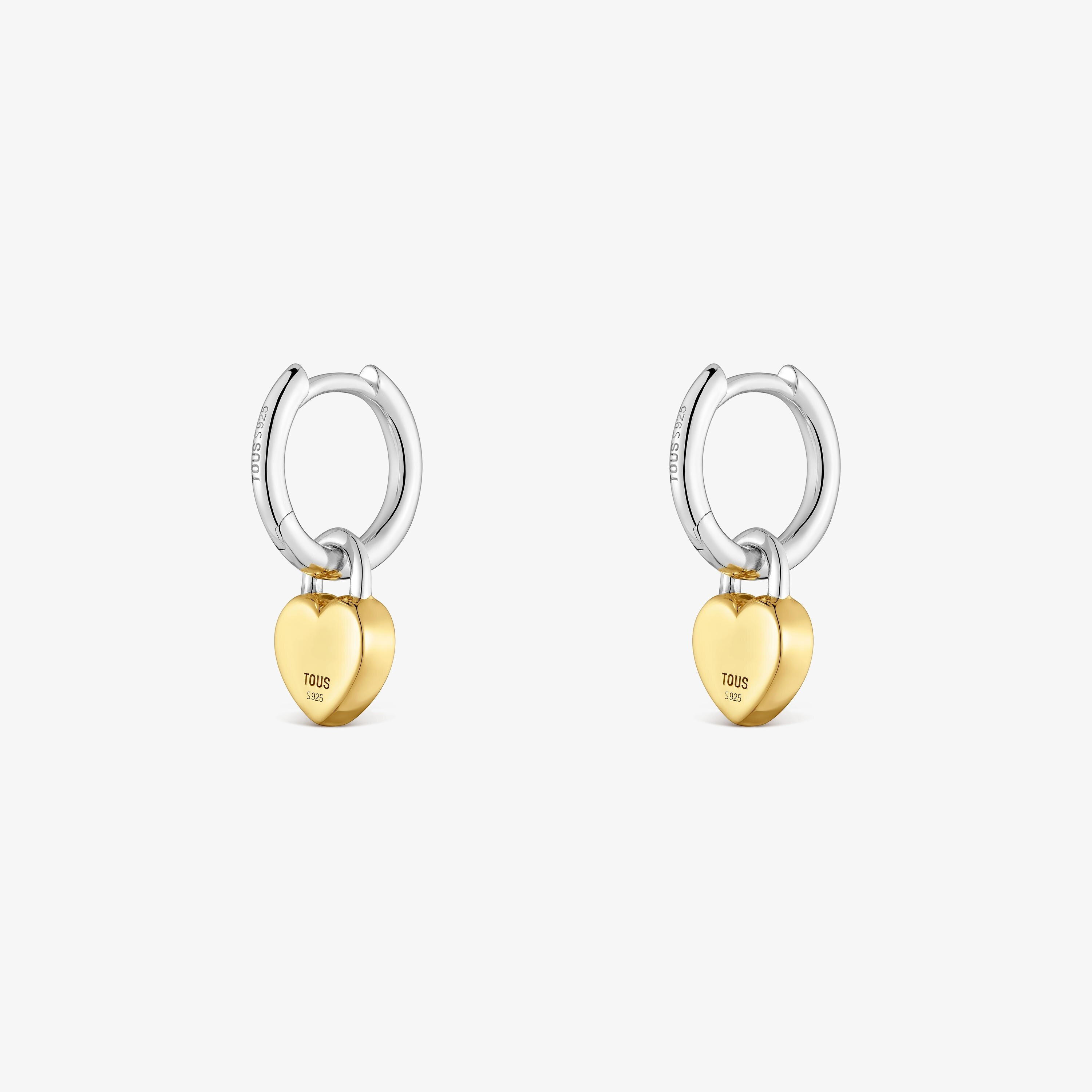 Two-tone heart padlock Hoop earrings TOUS Unlock