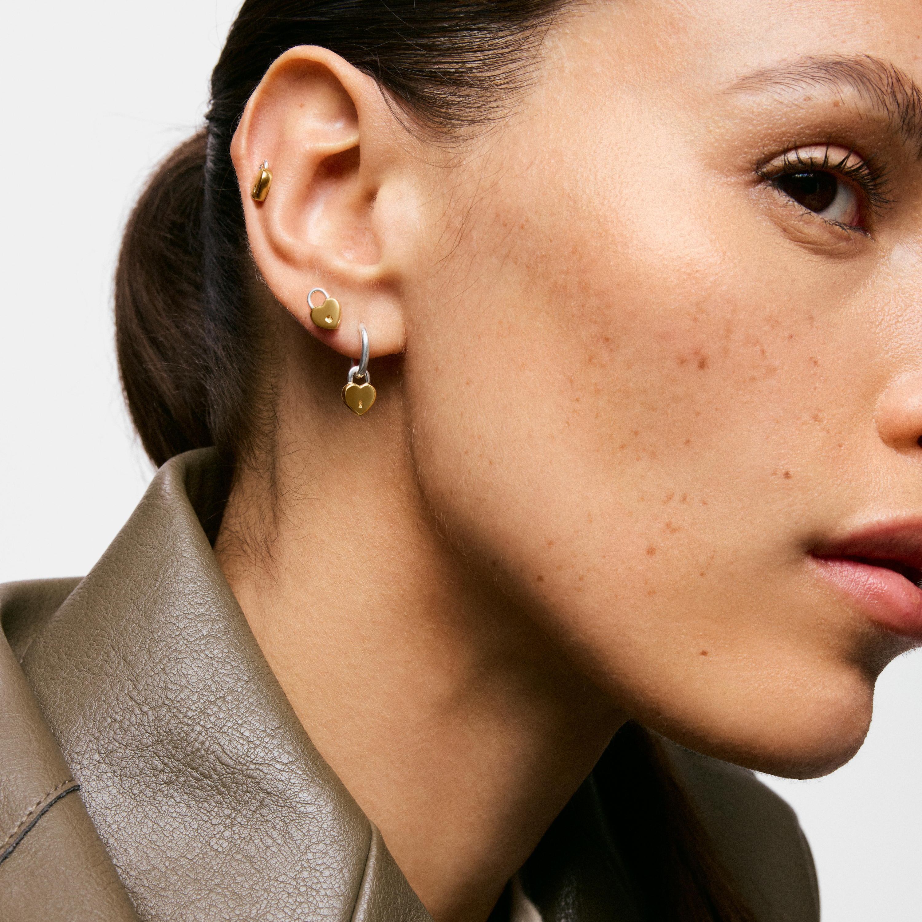 Two-tone heart padlock Hoop earrings TOUS Unlock