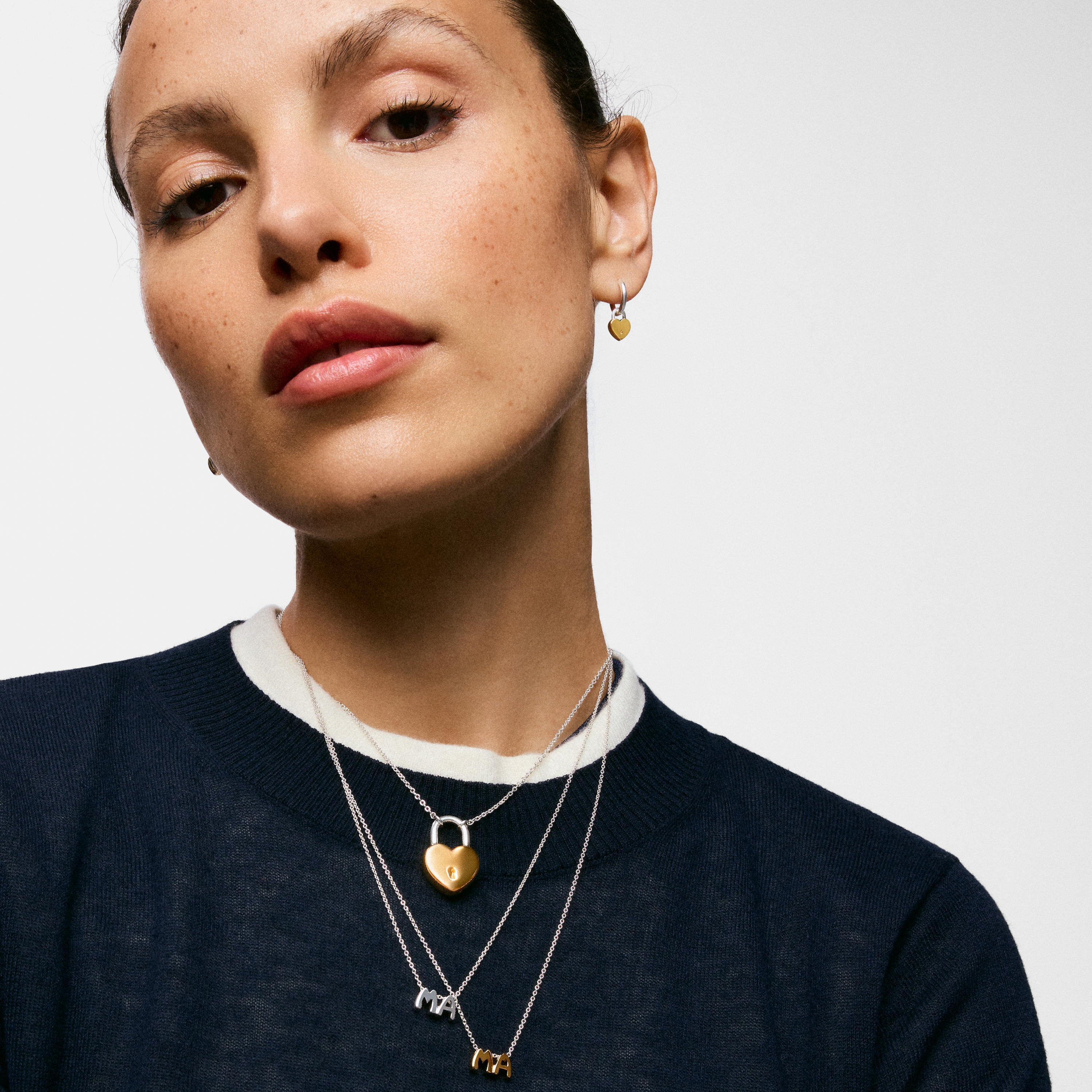 Two-tone heart padlock Hoop earrings TOUS Unlock