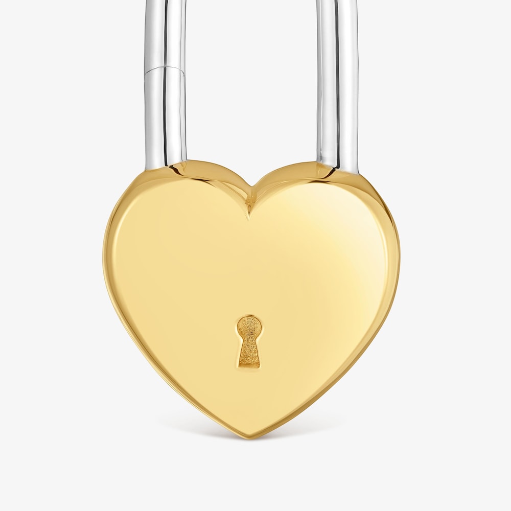 Aretes de aro bicolor coraz&oacute;n candado 31 mm TOUS Unlock