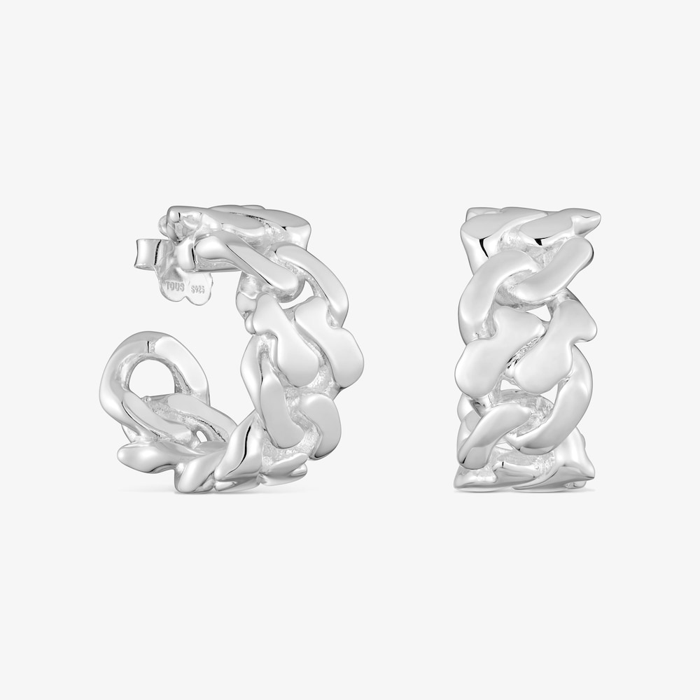 27&nbsp;mm silver Hoop earrings TOUS Bear&rsquo;s Chain