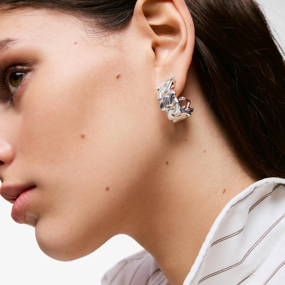 27&nbsp;mm silver Hoop earrings TOUS Bear&rsquo;s Chain