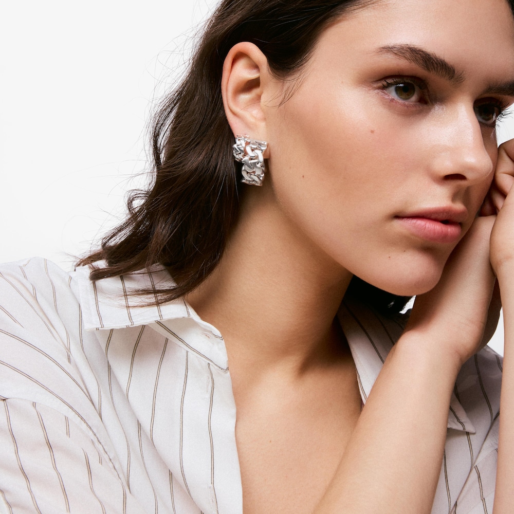 27&nbsp;mm silver Hoop earrings TOUS Bear&rsquo;s Chain