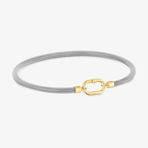 Pulsera esclava de acero y oro 14 kt TOUS Unlock