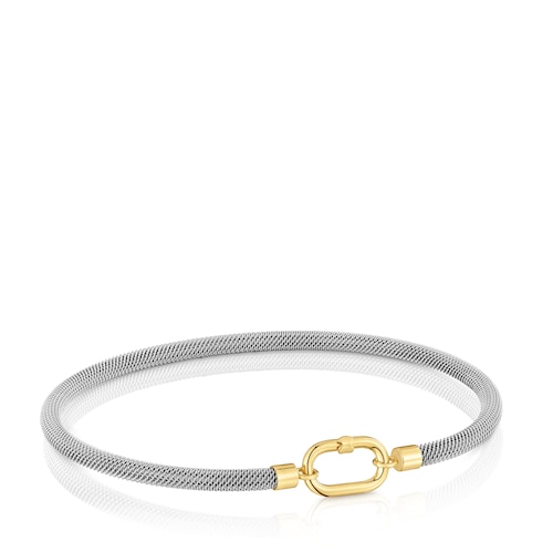 Pulsera esclava de acero y oro 14 kt TOUS Unlock