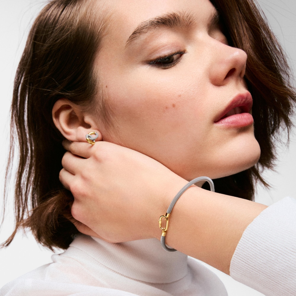 Pulsera esclava de acero y oro 14 kt TOUS Unlock
