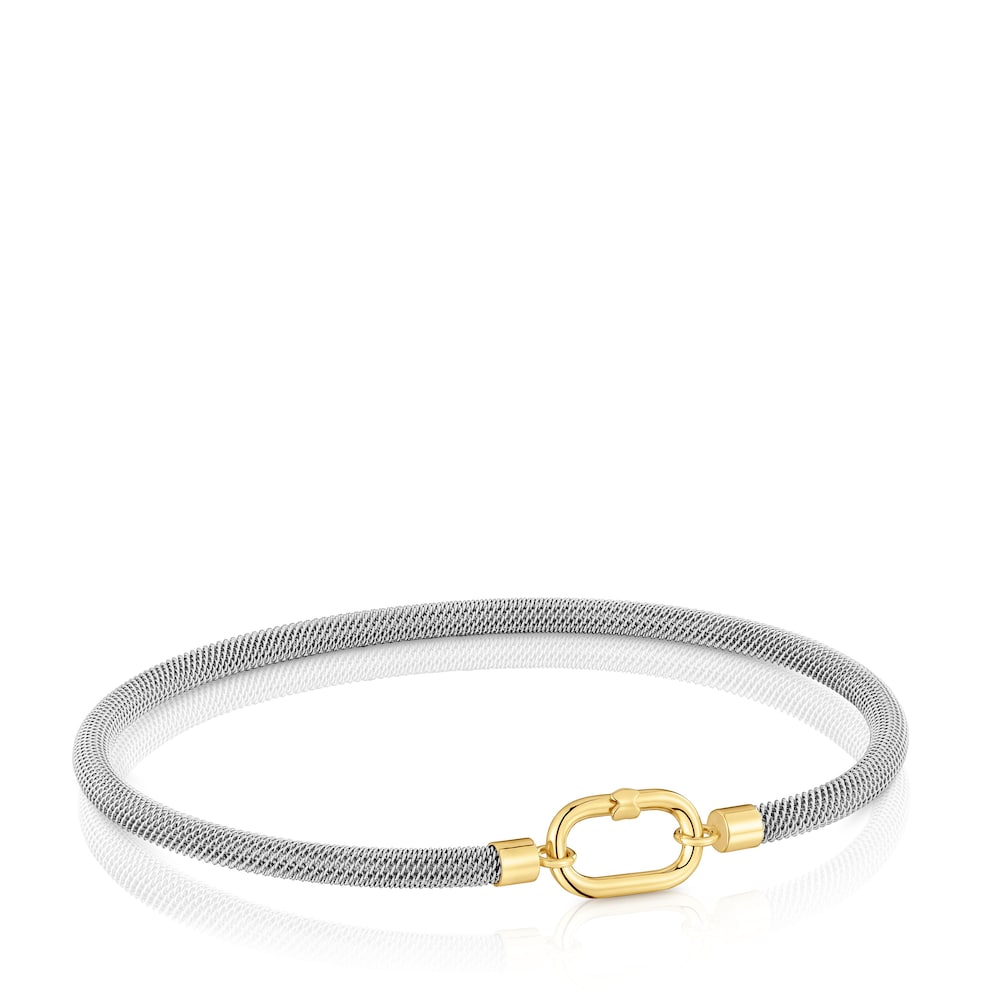 Pulsera esclava de acero y oro 14 kt TOUS Unlock