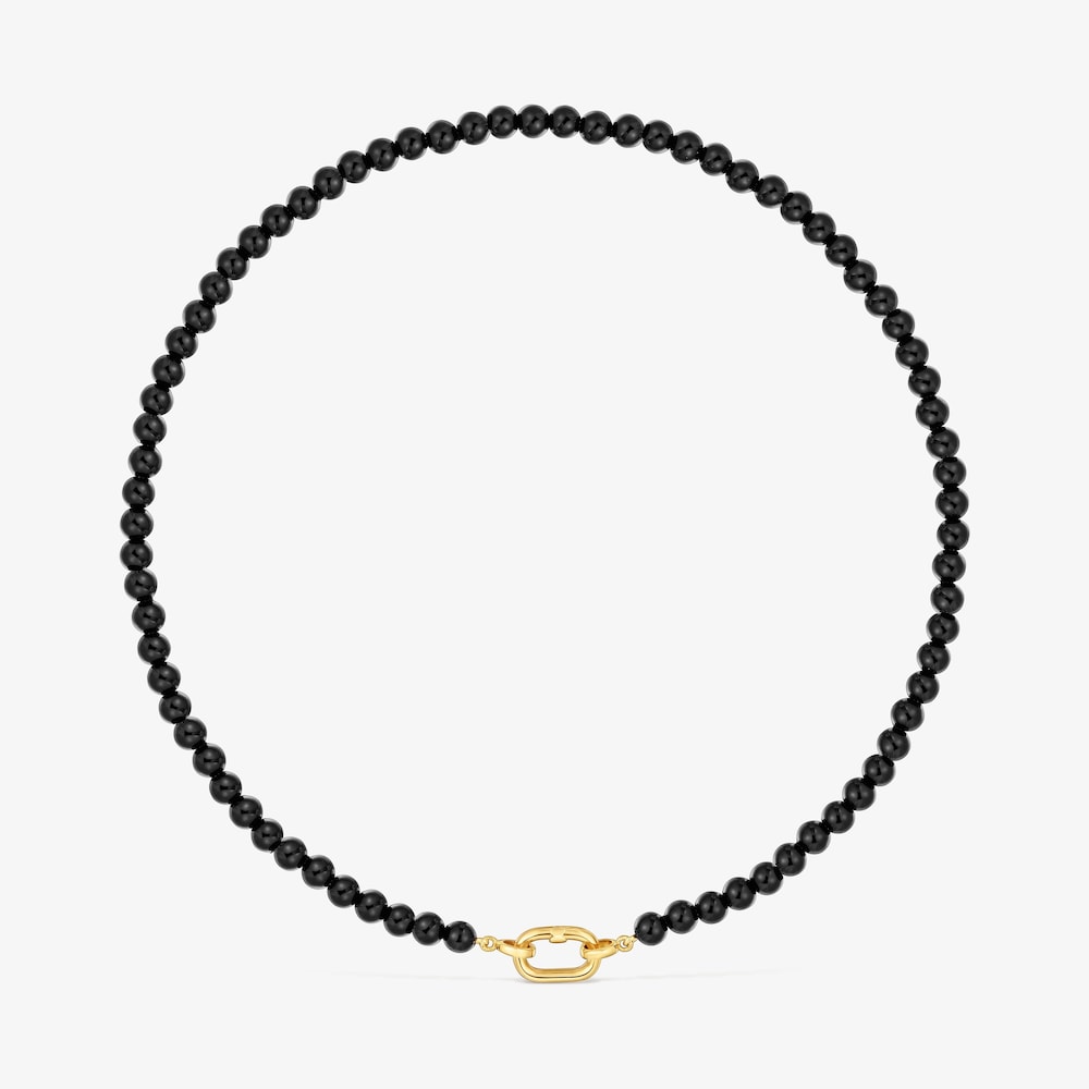Kurze Halskette aus 18&nbsp;kt vergoldetem Silber mit Onyx TOUS Hold Oval