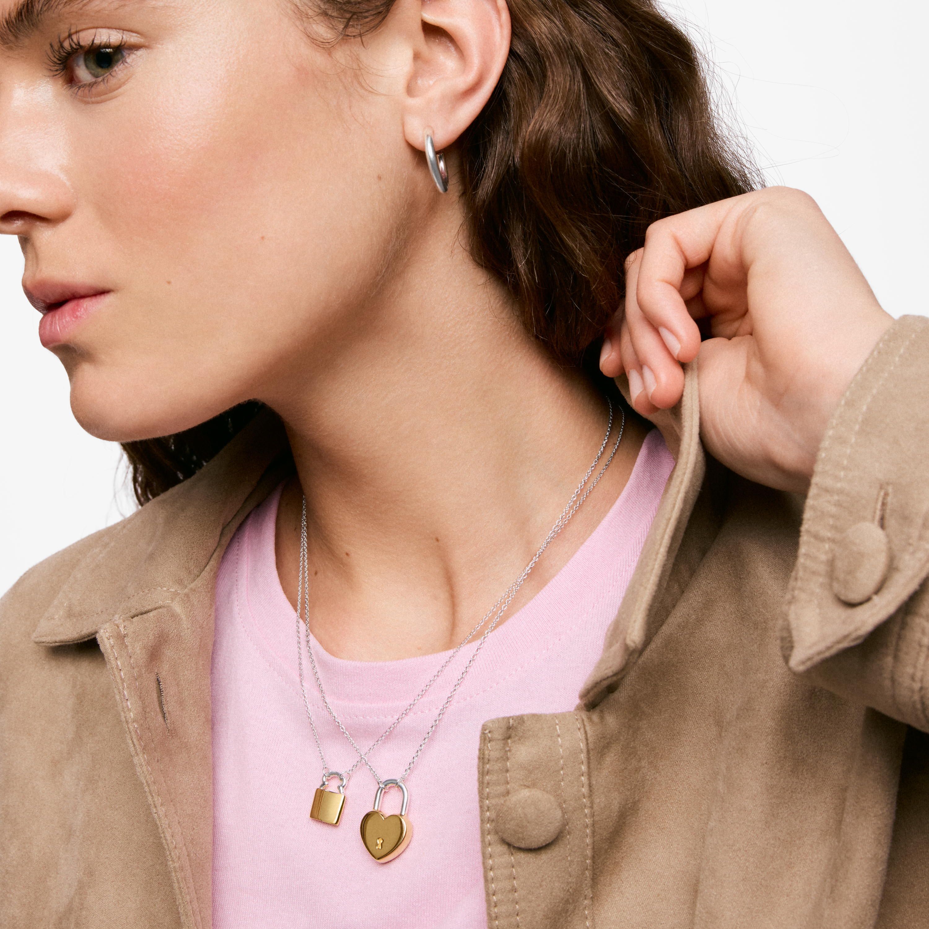 mm two-tone bear padlock motif Necklace TOUS Unlock