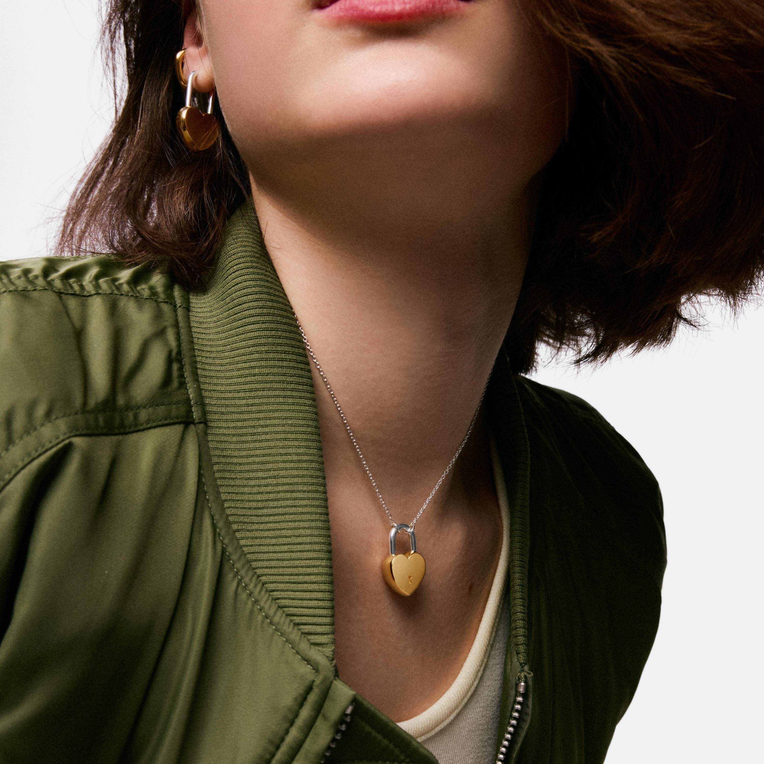 Two-tone heart padlock motif Necklace TOUS Unlock