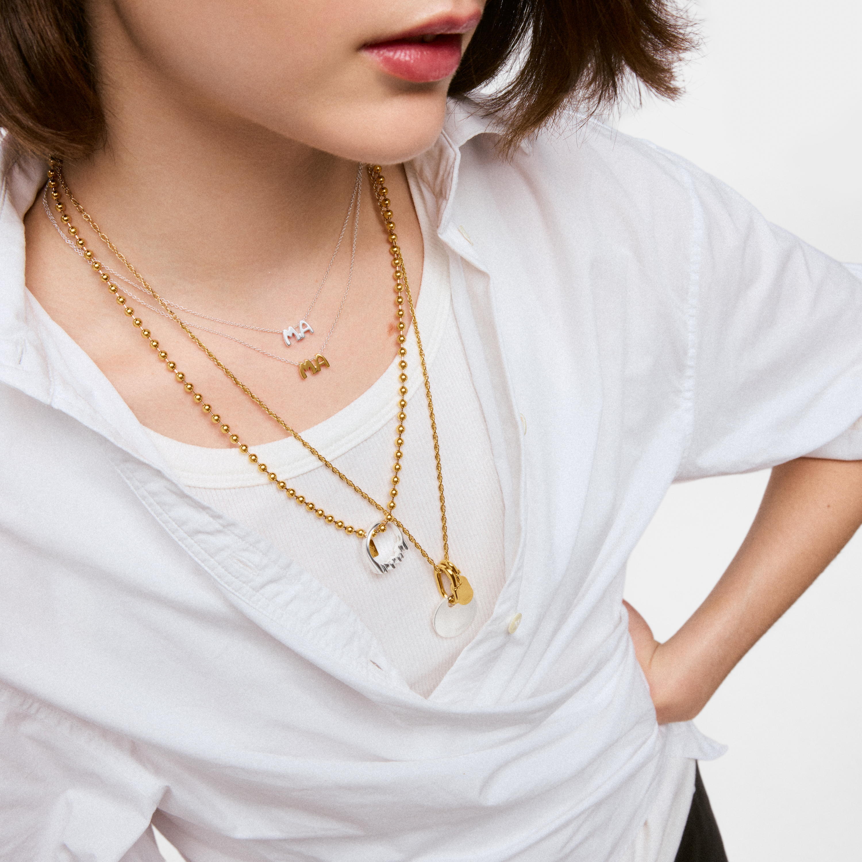 Two-tone double Necklace with motifs TOUS Mama