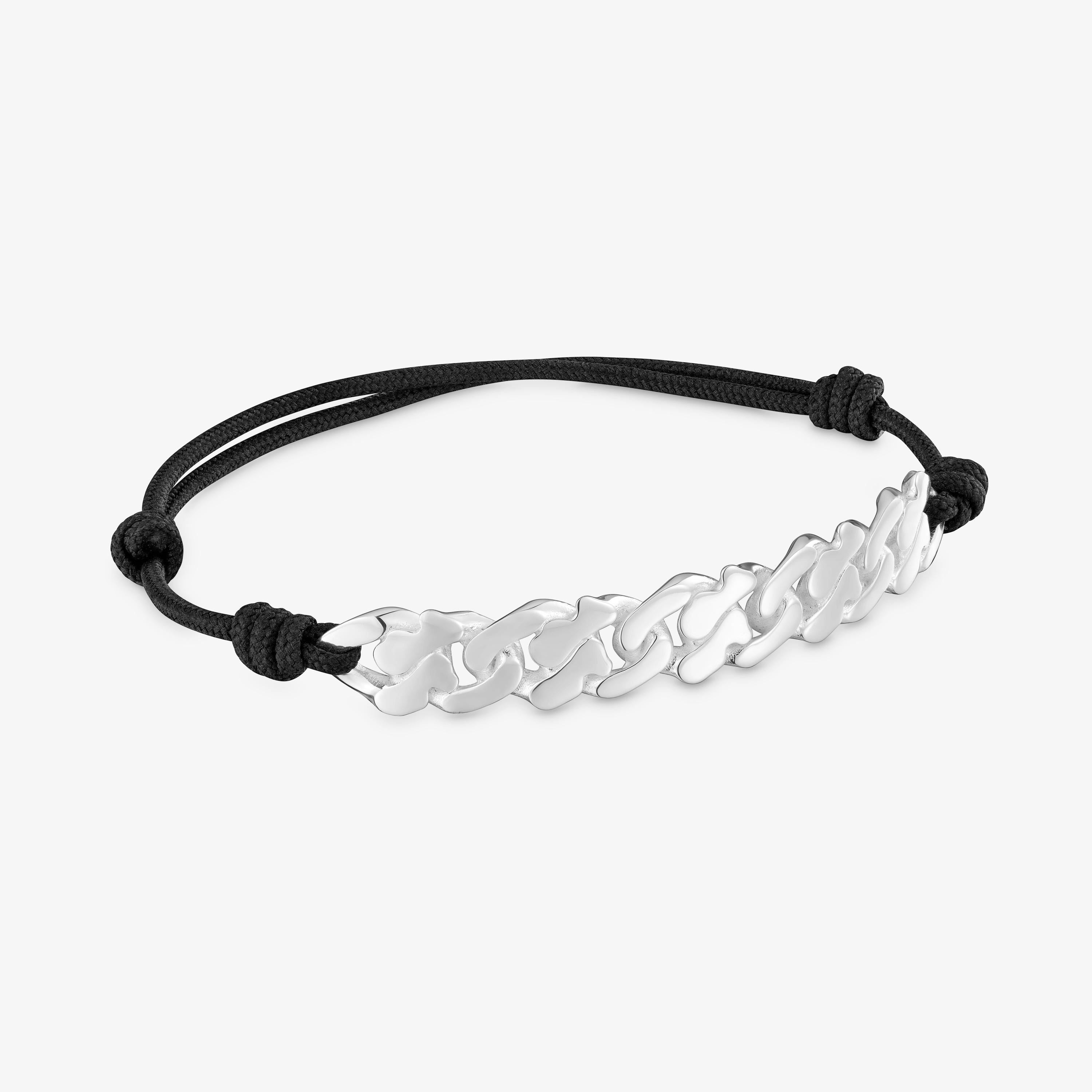 の*お様 T&CO シルバー ブラック チェーンブレスレット シルバーとブラックナイロンのチェーンブレスレット TOUS Bear's Chain