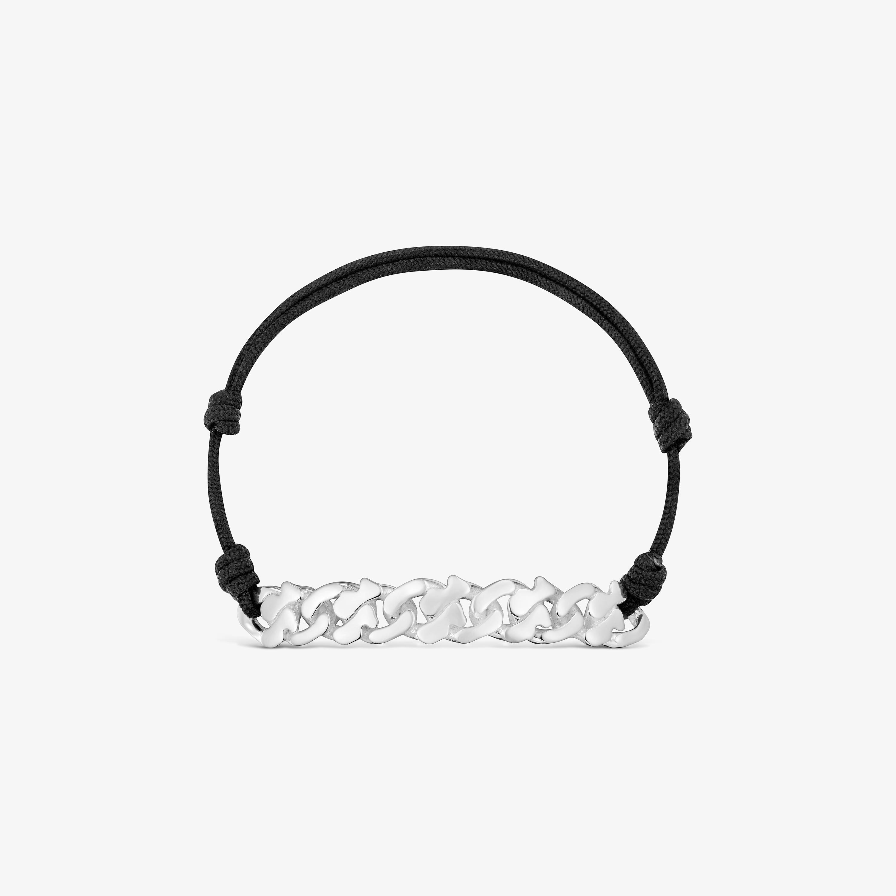 シルバーとブラックナイロンのチェーンブレスレット TOUS Bear's Chain