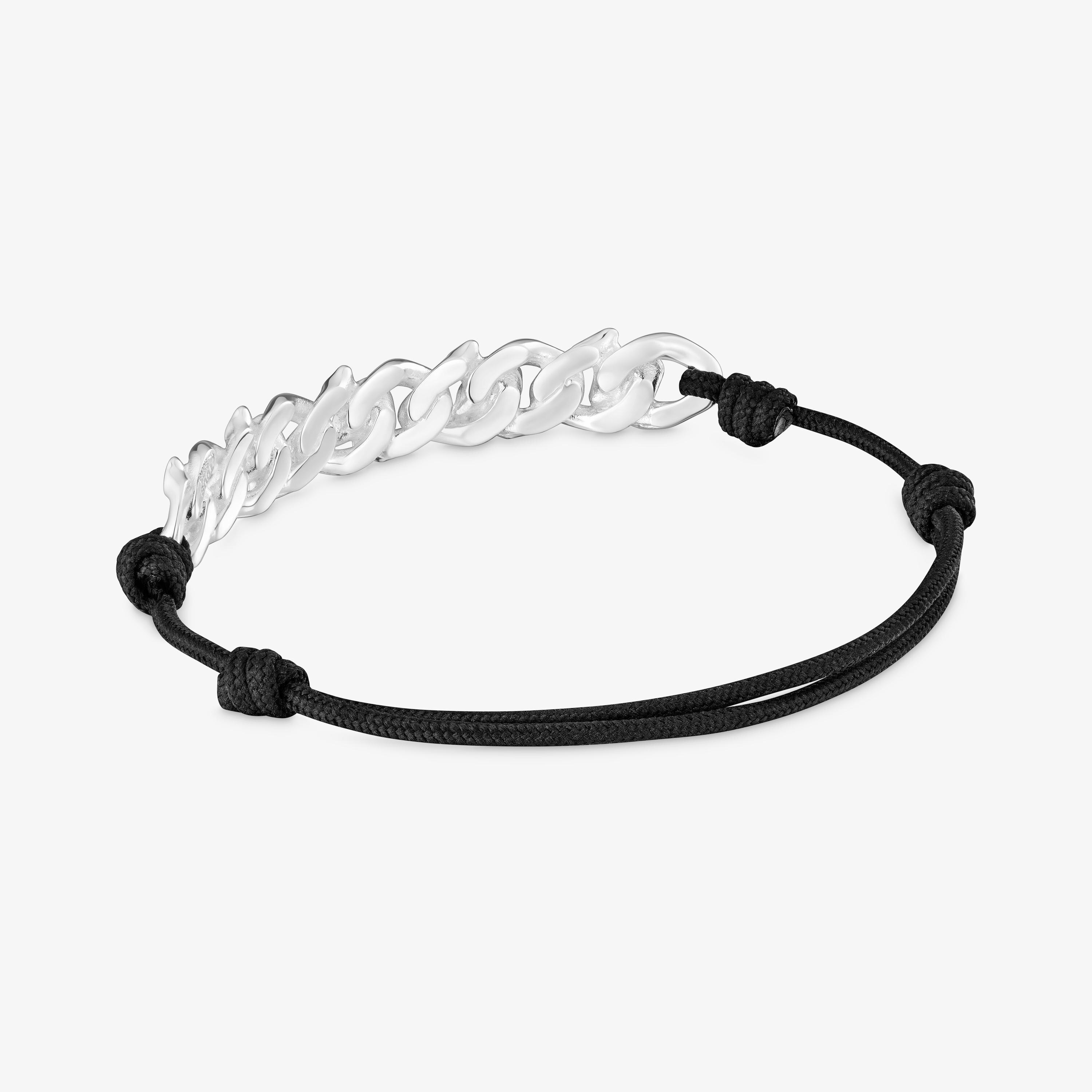 Silver and black nylon Chain bracelet TOUS Bear’s Chain
