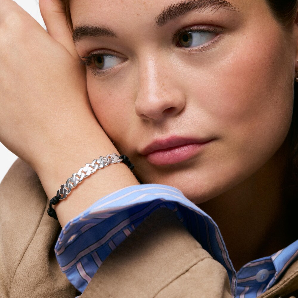 Silver and black nylon Chain bracelet TOUS Bear&rsquo;s Chain