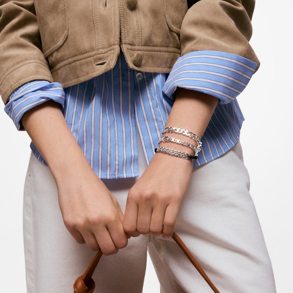 Silver and black nylon Chain bracelet TOUS Bear&rsquo;s Chain