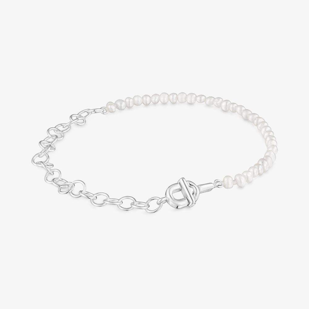 Pulsera doble barbada de plata y perlas cultivadas TOUS MANIFESTO