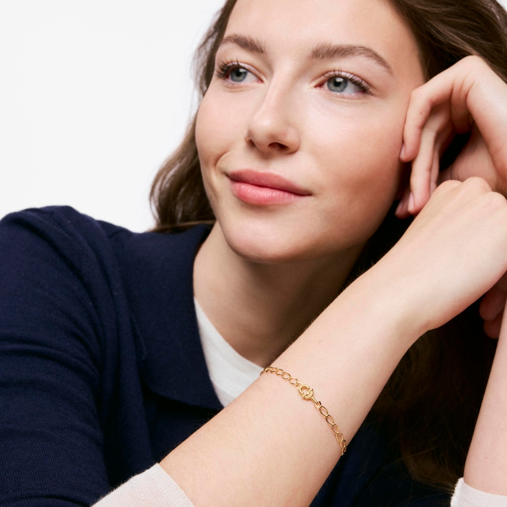Pulsera cadena romboidal con ba&ntilde;o de oro 18 kt sobre plata TOUS MANIFESTO